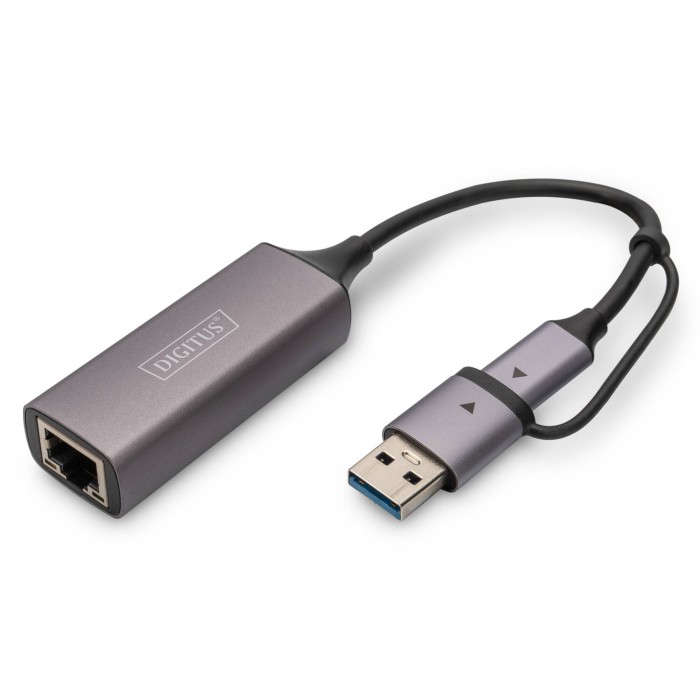 DIGITUS Adattatore Gigabit Ethernet USB Type-C? 2.5G, USB-C? + USB A (USB3.1/3.0)