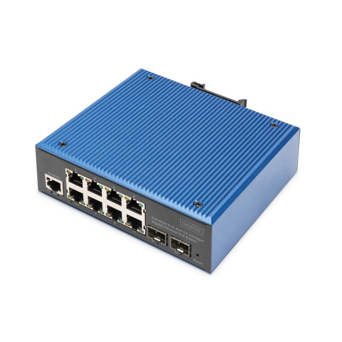 DIGITUS Switch industriale Gigabit Ethernet PoE gestito a 8+2 porte L2