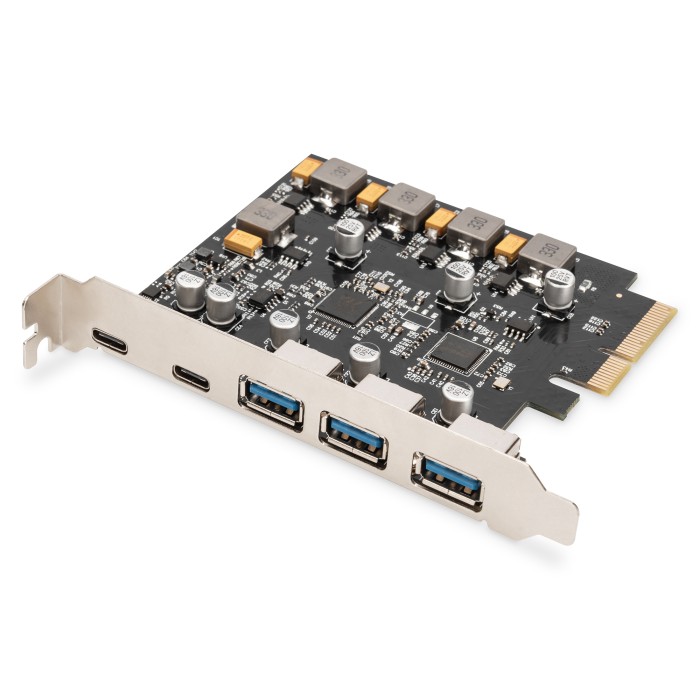 DIGITUS Scheda PCIe 2 USB-C + 3 USB A