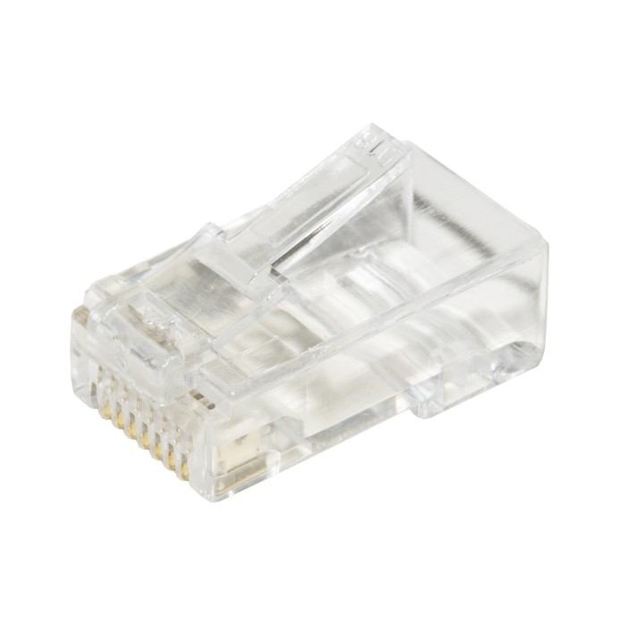 CONFEZIONE 100 CONNETTORI 8 POLI CAT 5E UTP NON SCHERMATO RJ45 CON INSERTO PER CAVO FLESSIBILE