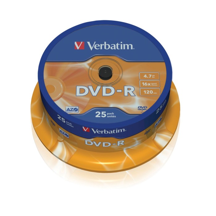 VERBATIM 43522 DVD-R AZO 4.7GB 16X MATT SILVER SURFACE (25 PACK)