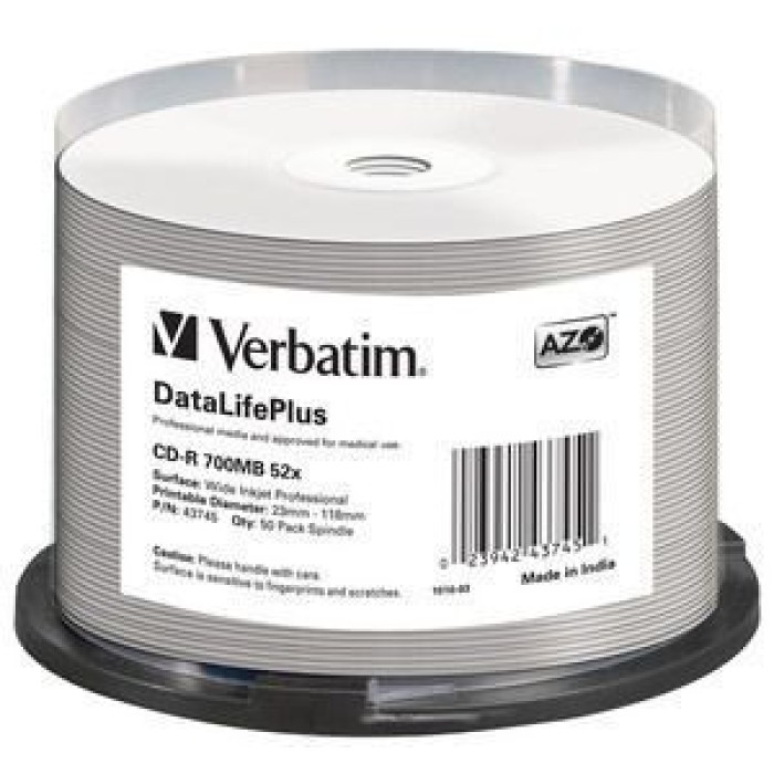 VERBATIM 43745 VERBATIM CD-R INKJET PRINTABLE CAMPANA 50PZ