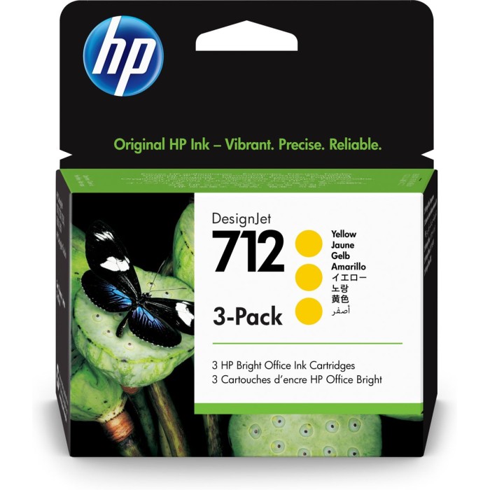 HP INC. 3ED79A HP 712 3-PACK 29-ML YELLOW DESIGNJET INK CARTRIDGE